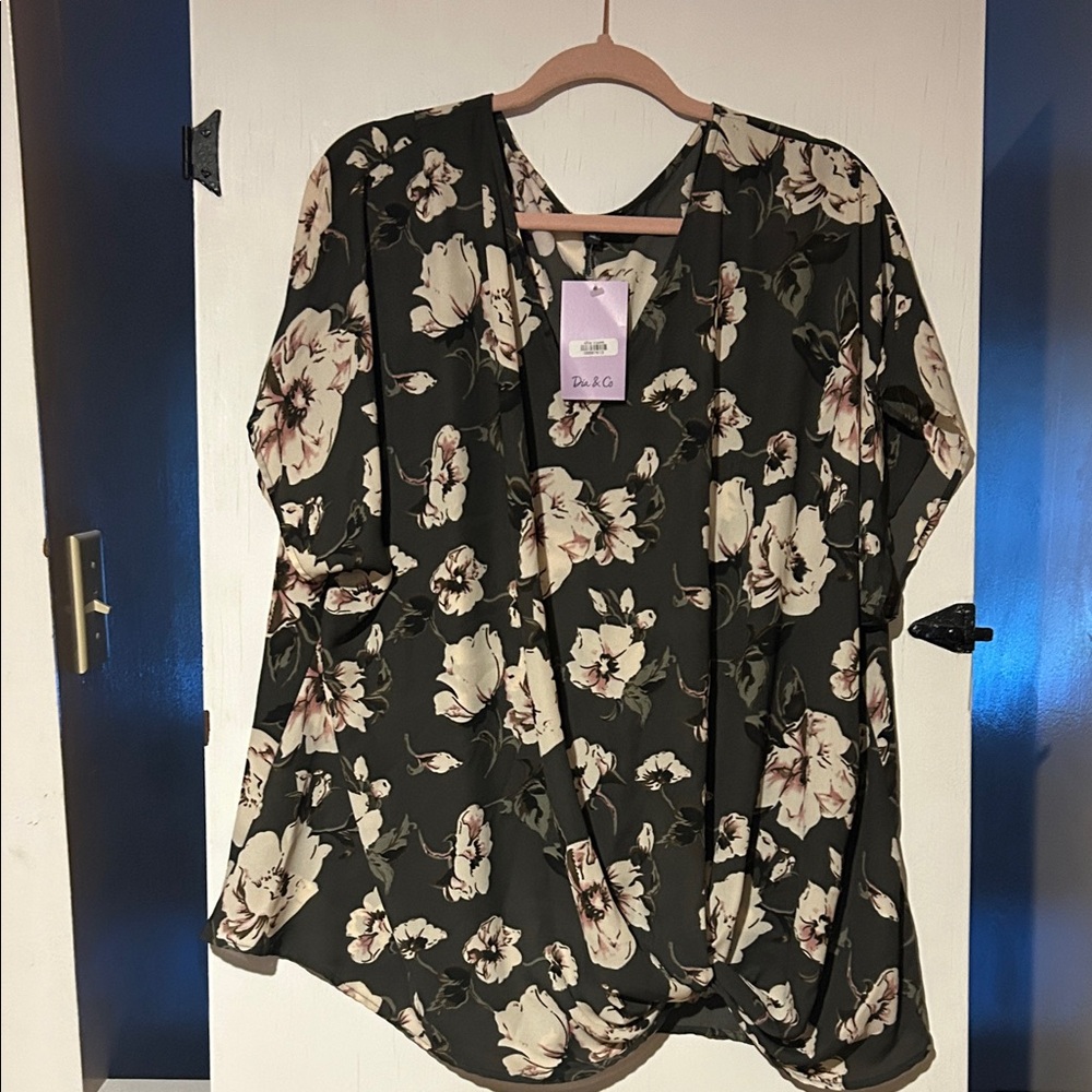 Dia & Co Black Floral Blouse
